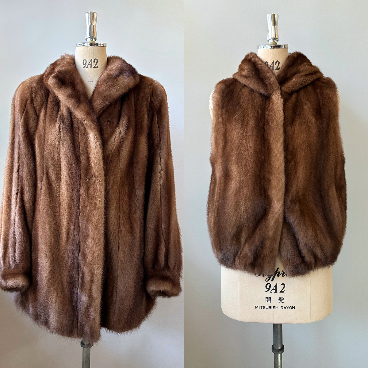 【ビフォーアフター】ミンクのフード付ジレ(裾絞り) EX-015422